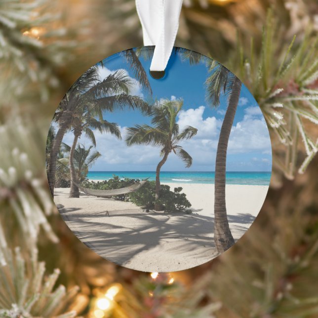Tropische Strände | Anguilla Beach, Palm Tree Ornament (Baum)