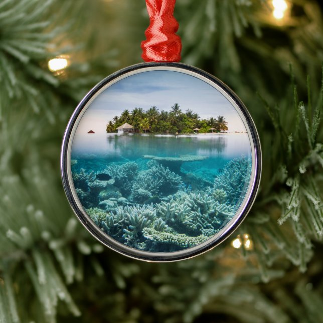 Tropische Strände | Ari Atoll Maldives Ornament Aus Metall (Baum)