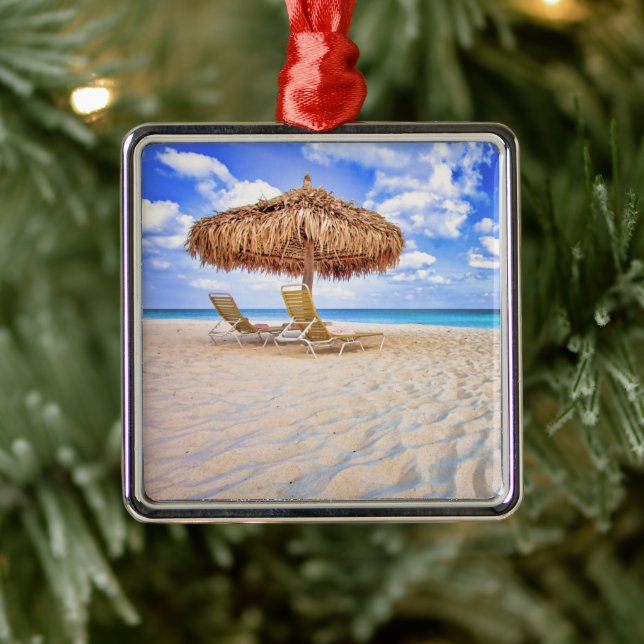 Tropische Strände | Aruba Sandy Beach Ornament Aus Metall (Baum)