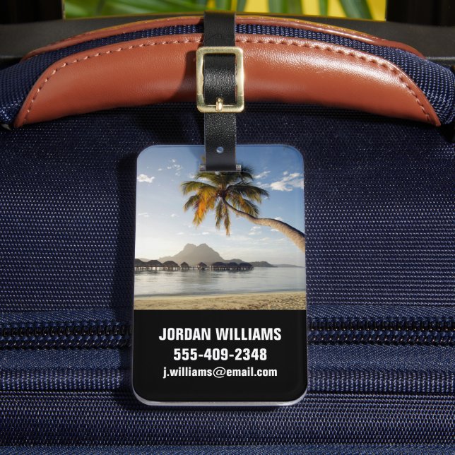 Tropische Strände | Beach Huts, Bora Bora Gepäckanhänger (Vorderseite Insitu 2)