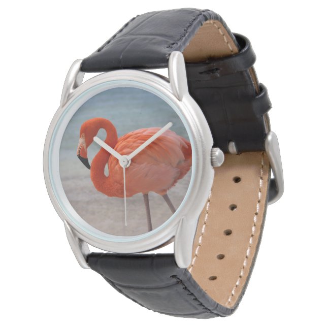 Tropische Strände | Caribbean Flamingo, Aruba Armbanduhr (Schrägansicht)