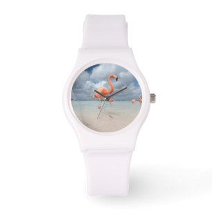 Tropische Strände   Flamingos Beach, Aruba Armbanduhr