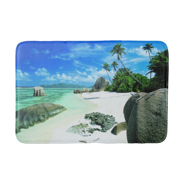 Tropische Strände | Insel La Digue Badematte (Vorderseite)