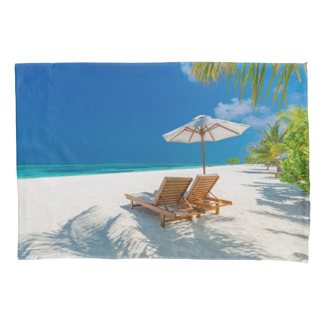 Tropische Strände | Lounge Chairs Beach, Bora Bora Kissenbezug (Vorderseite)