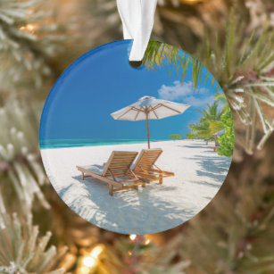 Tropische Strände   Lounge Chairs Beach, Bora Bora Ornament