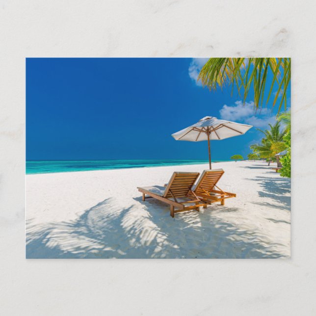 Tropische Strände | Lounge Chairs Beach, Bora Bora Postkarte (Vorderseite)