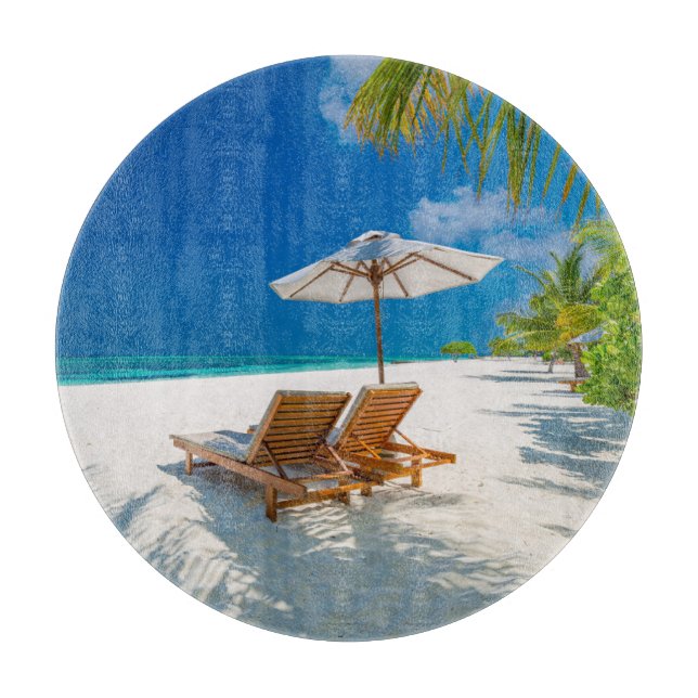 Tropische Strände | Lounge Chairs Beach, Bora Bora Schneidebrett (Vorderseite)