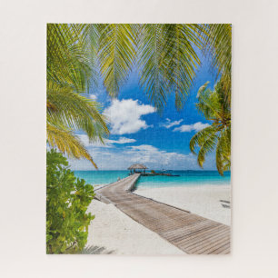 Tropische Strände   Maldives Island Wooden Jetty