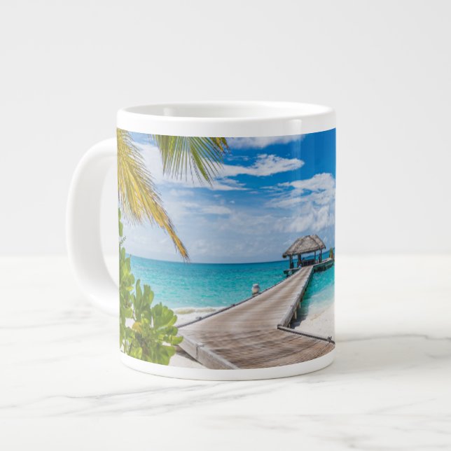 Tropische Strände | Maldives Island Wooden Jetty Jumbo-Tasse (Vorderseite Links)