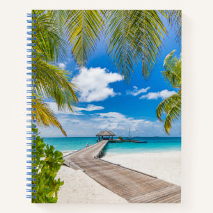 Tropische Strände Maldives Island Wooden Jetty Notizbuch