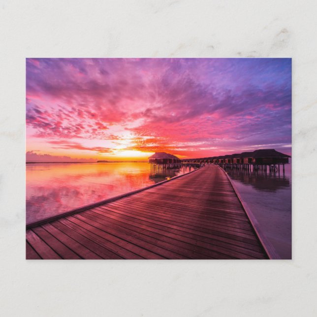 Tropische Strände | Malediven Sunset Postkarte (Vorderseite)