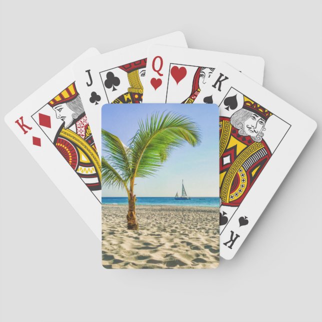 Tropische Strände | Segelboot, Palm Tree, Aruba Spielkarten (Rückseite)