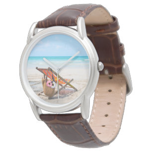 Tropische Strände   Strandstuhl auf Sand Armbanduhr