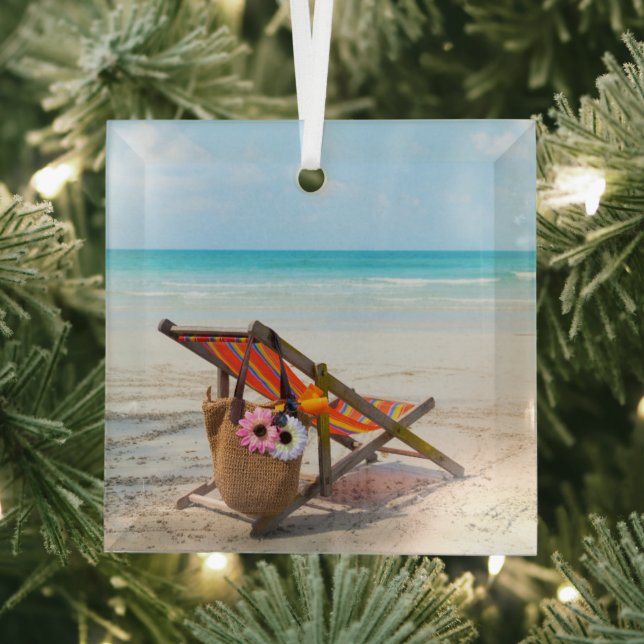 Tropische Strände | Strandstuhl auf Sand Ornament Aus Glas (Insitu)