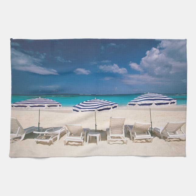 Tropische Strände | Tropischer Strandanguilla Geschirrtuch (Horizontal)