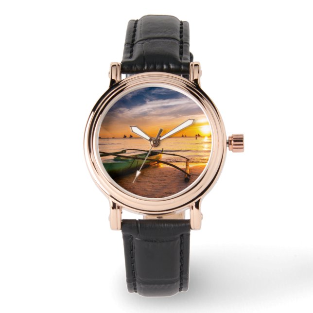 Tropische Strände | Weißer Strand von Boracay Armbanduhr (Vorderseite)