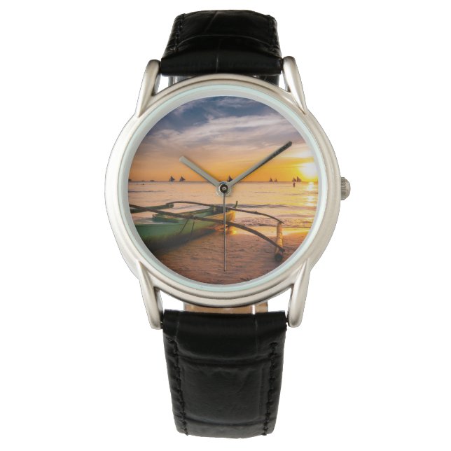 Tropische Strände | Weißer Strand von Boracay Armbanduhr (Vorderseite)