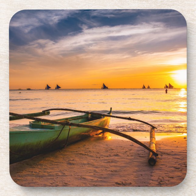 Tropische Strände | Weißer Strand von Boracay Getränkeuntersetzer (Vorderseite)
