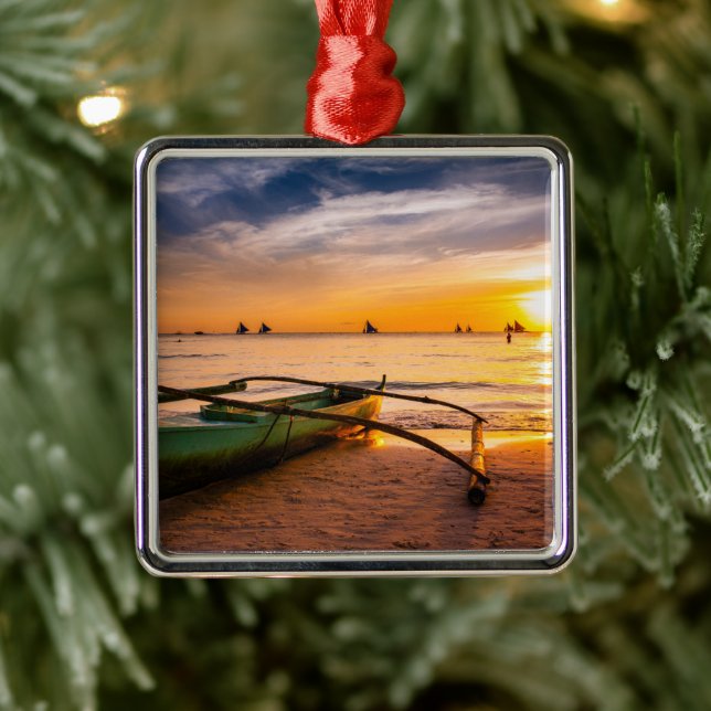 Tropische Strände | Weißer Strand von Boracay Ornament Aus Metall (Baum)