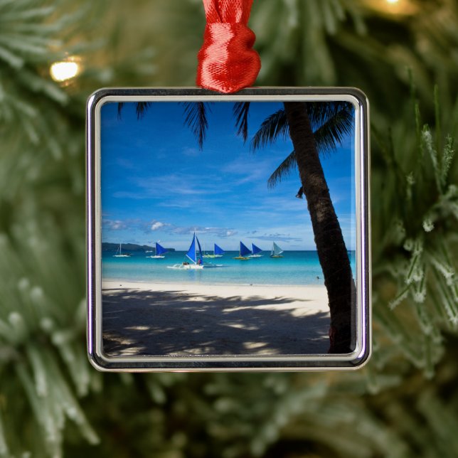 Tropische Strände | White Beach Boracay Philippine Ornament Aus Metall (Baum)