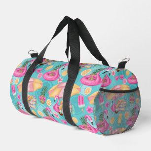 Tropische Strandelemente rosa Flamingo Muster Duffle Bag