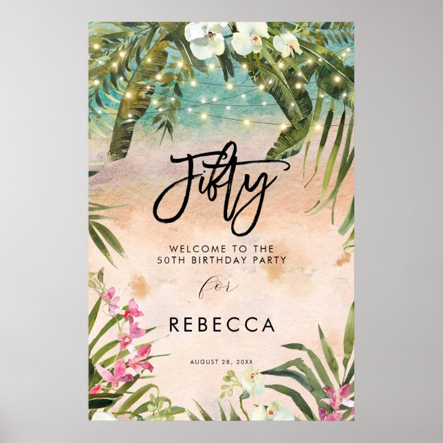 Tropische Strandfloralen 50 Plakate für das Begrüß (Vorne)