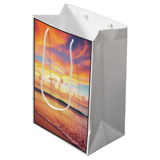 Tropische Strandgeschenktasche zum Sonnenuntergang Mittlere Geschenktüte