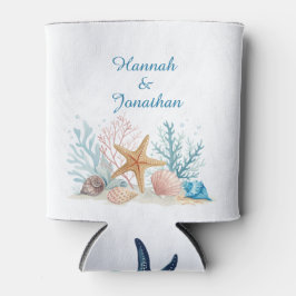Tropische Strandhochzeit am Meer Wasserfarbe Musch Dosenkühler