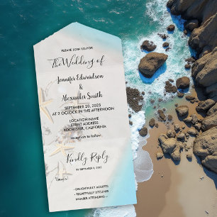Tropische Strandhochzeit am Ozean All In One Einladung