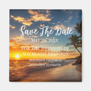 Tropische Strandhochzeit Moderne Wellen Magnet