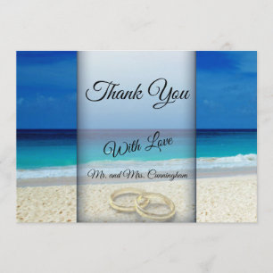 Tropische Strandhochzeit & Ringe Danke Flachkarte Einladung