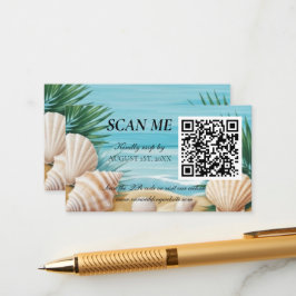 Tropische Strandhochzeit RSVP QR-Code-Beilage Begleitkarte