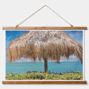 Tropische Strandhütte-Wandkunst Küsten-Dekoration Wandteppich Mit Holzrahmen