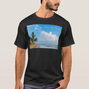 Tropische Strandküste und Palmen Ozeanblick T-Shirt