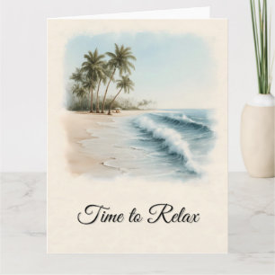 Tropische Strandlandschaft im Wasserfarbenstil Karte