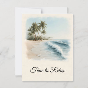 Tropische Strandlandschaft im Wasserfarbenstil Postkarte