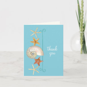 Tropische Strandmuscheln Seestern Nautilus Sommer Dankeskarte