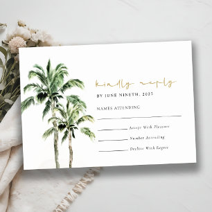 Tropische Strandpalmen Aquarell Hochzeits-Rsvp RSVP Karte
