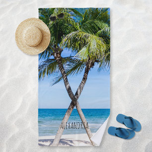 Tropische Strandpalmen DIY Personalisiertes Foto Strandtuch