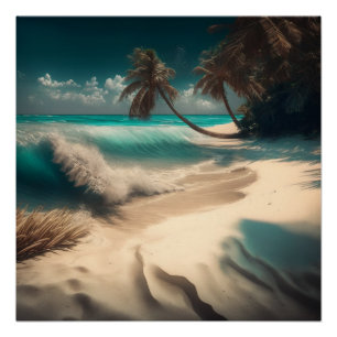 Tropische Strandpalmen Türkiswasser Poster
