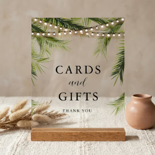 Tropische Strandpalmenlichter Hochzeitskarten und  Acrylschild