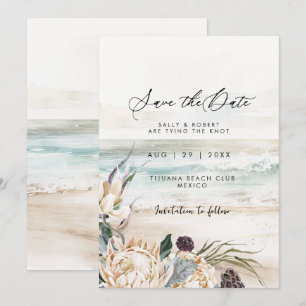 Tropische Strandprotea Blumenkarte Save the Date Dankeskarte