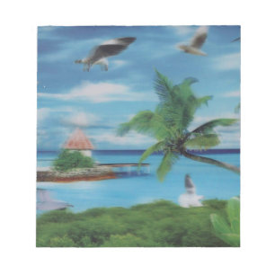 Tropische Strandszene Kunstprint Notizblock
