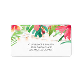 Tropische String-Lights Floral Adressaufkleber