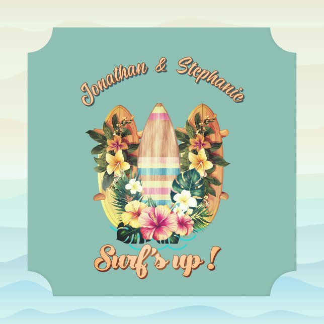 Tropische Surfboards Hawaiianische Blume Aquamarin Untersetzer (Von Creator hochgeladen)