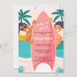 Tropische Surfbrett Palme Baby Shower Inv Einladung