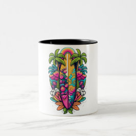 tropische Surfbrett-Tasse Zweifarbige Tasse