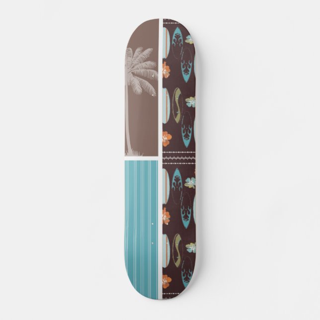 Tropische Surfbretter und Hibiskus Skateboard (Vorderseite)