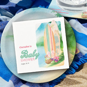 Tropische Surfstrand Sommer-Baby-Party Serviette