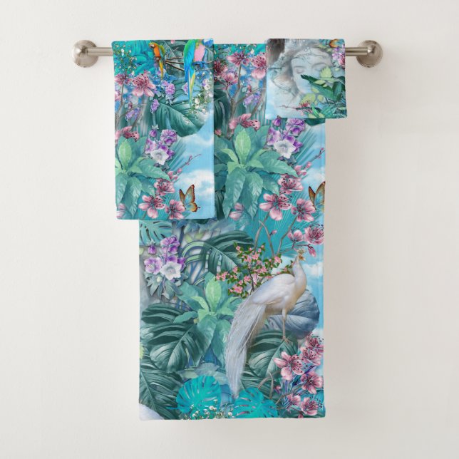 Tropische Surrealismus-Fantasie Badhandtuch Set (Insitu)